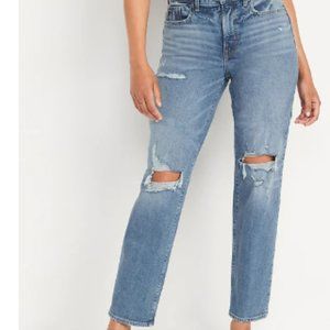 Old Navy OG Straight Secret Smooth Pockets Light Washed Ripped Jeans